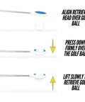 Jawz Golf Ball Retriever With 14 Foot Length And 18 Foot Reach, One Piece Head, Rubberized Grip To Grab The Ball operation steps