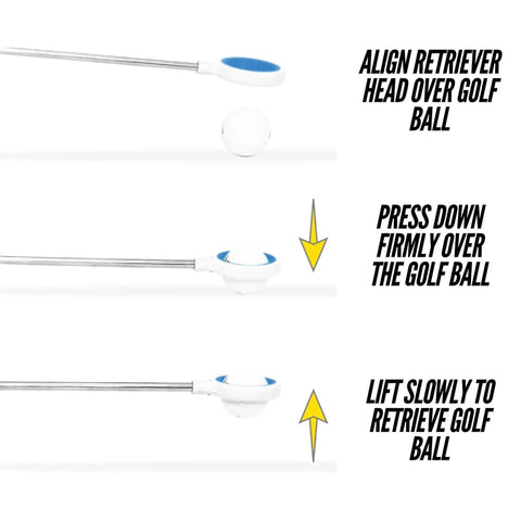 Jawz Golf Ball Retriever With 14 Foot Length And 18 Foot Reach, One Piece Head, Rubberized Grip To Grab The Ball operation steps