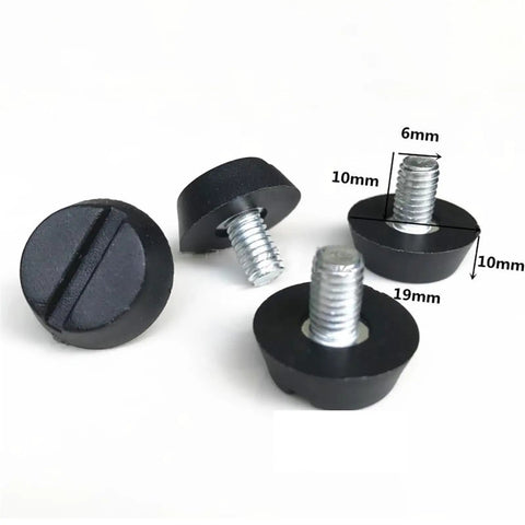 Adjustable Leveling Feet for Furniture M6 and M8, Heights 10 to 17mm and 10 to 20mm, Heavy Duty PP Plastic with Galvanized Iron Screws, 4 8 10 20 30 50 Pack Options, Super Sturdy Balance for Sofas, Tables and Cabinets, black screw-in feet with 6mm screw