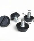 Rugged Adjustable Leveling Feet For Furniture M6 And M8, Height Adjustable 10-17mm For M6 And 10-20mm For M8, PP plastic feet with galvanized screw, 6mm base