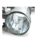 Metal exhaust pipe sleeve clamp for 1.5–3.0 inch tubes, 95mm length, interior locking tabs visible