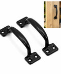 Beefy Heavy Duty 5 Inch Black Steel Gate Handle Pulls For Wooden Fence Barn Shed And Garage Doors 2 Pack Durable Solid Steel Construction For Everyday Use Kit, black steel handles