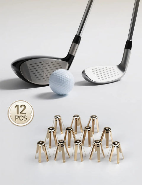12-piece brass six-legged golf shaft adapter shims for iron shafts, universal fit.