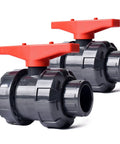 Union Ball Valve 1 Inch Full Port Pack of 2 UPVC Full Flow Ball Valves with 230 PSI Rating EPDM O Rings and Reversible PTFE Seats