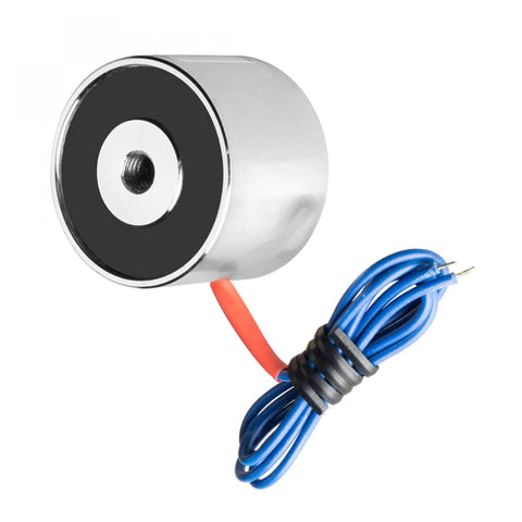 12V DC Electric Lifting Magnet Electromagnet Solenoid For Assembly Line Use, 200N Peak Lift, 34x25mm, silver tone with wires