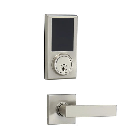 Electronic Touchscreen Deadbolt With Keypad Lock And Passage Lever Satin Nickel Finish Keyless Entry One Touch Lock ANSI Grade 3 Security