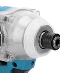 Close-up of Klanata Brushless Impact Wrench With 520 Nm Torque And Tungsten Steel Shaft, showcasing its hex chuck.