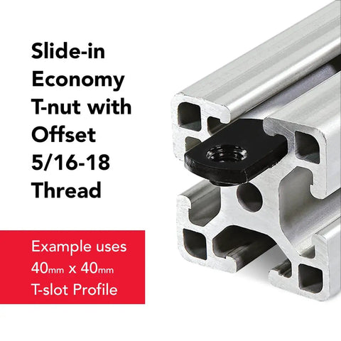 Economy Five Sixteenth Eighteen Offset Threaded Slide In T Nut for Fifteen Series Aluminum Extrusion in T-slot profile