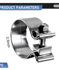 Heavy Duty 2.5 Inch Stainless Steel Narrow Band Exhaust Clamp O Type Clip for mufflers and pipes, corrosion resistant