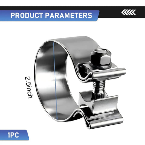 Heavy Duty 2.5 Inch Stainless Steel Narrow Band Exhaust Clamp O Type Clip for mufflers and pipes, corrosion resistant