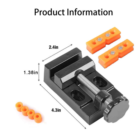 Bench Vice Clamp For Small Parts, Flat Nose Parallel Table Vise For Jewelry Making And Watch Repair shown with orange pads