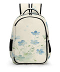 Pale Blue Wildflower Watercolor Print Backpack For Men And Women Large Capacity Unisex Daypack With Durable Polyester