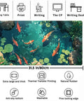 Blue Waters Desk Pad For Gaming And Work, Mega Extra Large 31.5 By 15.7 Inches, koi fish design, non-slip surface, for desks