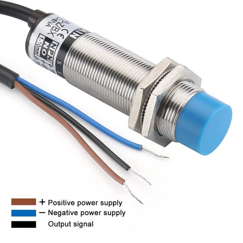 Capacitive Proximity Sensor Switch 3-Wire NPN NO DC 10-30V 200mA 1-10mm Detects Metal Objects Cylindrical 18mm Head