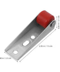 Heavy Duty Sliding Barn Door Rollers Built Tough For Large Widths Cold Rolled Steel Hardware with red roller, 2.95 in long.