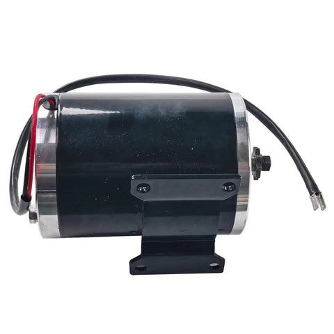 Mean Torque 48V 1000W Brushed DC Motor with 12mm Shaft and Mount Base viewed from side