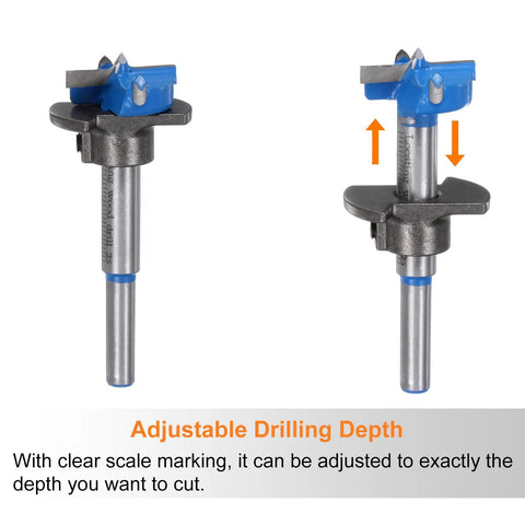 Pro Level 1 Inch Forstner Bit Featuring Killer Carbide Edges And Adjustable Depth Control with visible depth adjustment feature.