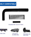 Two Pack Trailer Gate Pin And Spring Latch Kit For Utility And Carry On Trailers, showed with pin, spring, roll pin components.