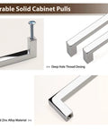 Five Pack Polished Chrome Cabinet Handles For Drawers And Cabinets, Solid Zinc Alloy Square Kitchen Cupboard Pulls, includes mounting screws