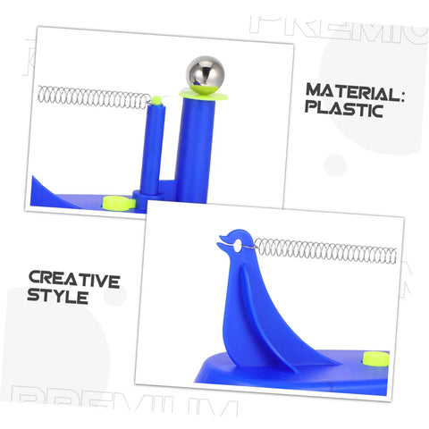 Educational Newtonian Pendulum Swing Tool for Physics Experiments, plastic inertia demonstrator, close-up of pendulum and base