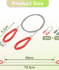 Dual Cable Wire Saw Set For PVC And Stainless Steel Pocket Rope Saw 31.3 Inch shown with dimensions and red handles