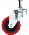 Heavy Duty 2.5 Inch Swivel Caster Wheel with red polyurethane and threaded post mount