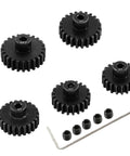 Beefy 3.175mm Pinion Gear Set 20T 21T 22T 23T 24T 32P 0.8 Module Steel Teeth For 1/10 RC Crawler Trucks Upgrade Compatible With Traxxas Arrma HSP HPI Axial Tamiya Losi five gears and screws with tool