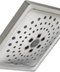 Three Setting Brushed Nickel Rain Shower Head With H2Okinetic Spray Delivers Big Coverage And Spa Like Glow Seven And A Half Inch Square Rainfall Head For Spa Quality