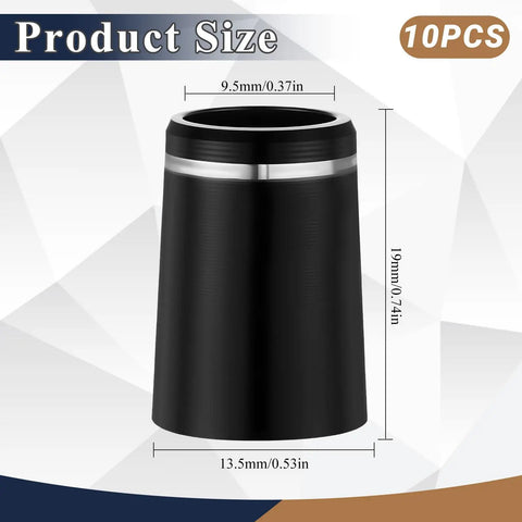 10 Pack.370 Golf Iron Ferrules With Black Body And Silver Ring - Taper Tip Replacement Ferrules With Measurements