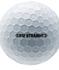 E12 Straight White Golf Ball With Optimal Flight System for longer distance, increased forgiveness, and low spin, close-up view.