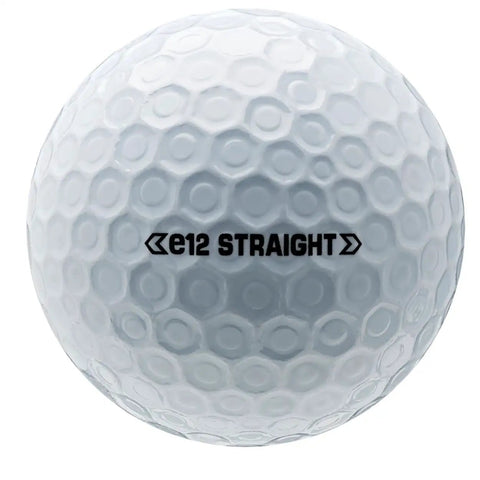 E12 Straight White Golf Ball With Optimal Flight System for longer distance, increased forgiveness, and low spin, close-up view.
