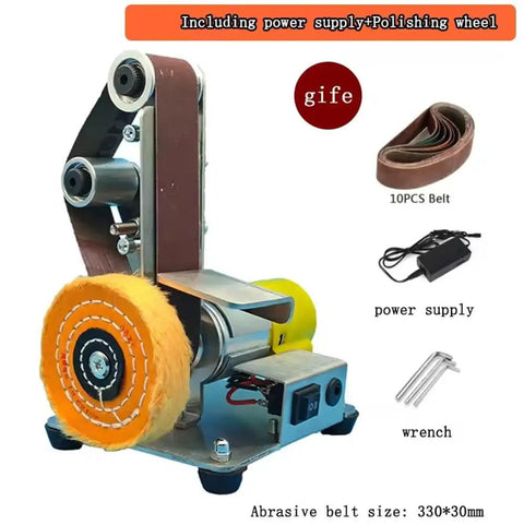 110V 220V Desktop Vertical Mini Electric Belt Sander And Polisher With Pure Copper Motor for knife sharpening tool grinding and DIY projects.