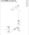 Diagram of Tub Waste And Overflow With Push And Pop Toe Drain, 18-Inch Model, 23-1/2-Inch Overall Length, Oil Rubbed Bronze Finish.