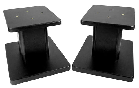 Heavy Duty 8 Inch Desktop Speaker Stands With 66 Pound Capacity, Isolation Pads, Cable Management, Solid MDF Core, Black