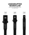 Close-up of 15 Inch Impact Extension And Socket Adapter Set For Auto And Shop 1/4 3/8 And 1/2 Inch Drive 6 Piece Chrome Vanadium