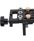 Heavy Duty Aluminum Woodworking Doweling Jig Kit Adjustable Drilling Guide Fixture with detailed steel bushings for precise alignment.