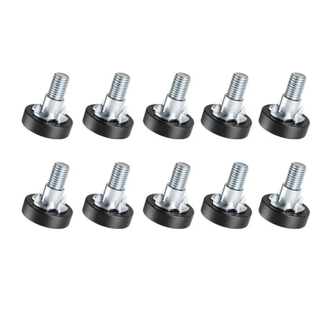 Beefy One Quarter Inch Threaded Leveling Feet For Furniture With T Nuts Adjustable Levelers And Non Marring Rust Resistant Construction Ideal For Leveling Household Tables Ten Piece Set arranged