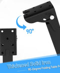 14 Inch Folding Table Legs 4 Pack Heavy Duty Metal Furniture Legs With Locking Hinges showing a 90-degree folding mechanism in matte black.