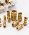 300 Piece Brass Heat Set Threaded Inserts Kit for 3D Printing and Plastic Parts; knurled design variety in plastic case
