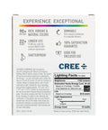 Back of Exceptional Series A19 Dimmable LED Bulb 2700K Soft White packaging, showing features like dimmable and shatterproof design