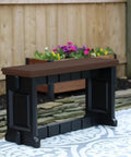 Premium Espresso Black Outdoor Bench Zero Tools Needed With Quick Click And Lock Assembly for patio seating in natural setting.