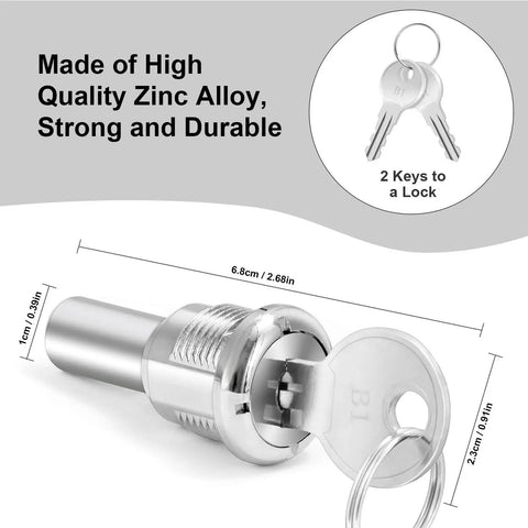 Universal Vending Machine Key Lock With Cylinder Lock For Storage Units Durable Metal Tubular Lock Includes 2 Keys displayed