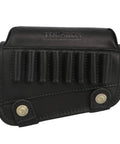 Genuine Leather Buttstock Cheek Rest with Rifle Shell Holder for Up to 8 Shells Adjustable Elastic Straps with Bottom Closure