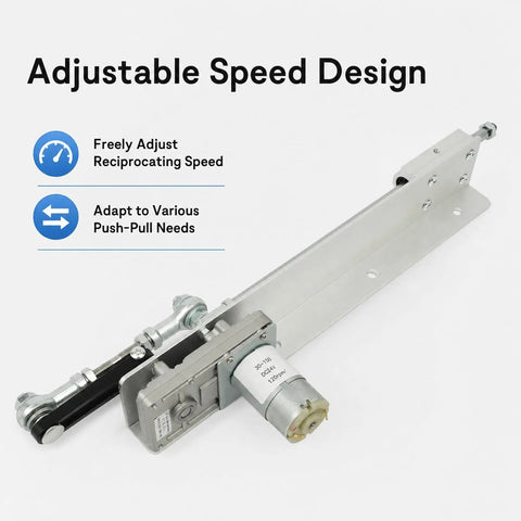 Kickass Reciprocating Cycle Linear Actuator With Fully Adjustable Stroke And Smooth Speed Control Plug And Play Diy Automation Gear Rock Solid Dc 24v Electric Motor showcasing adjustable speed design.