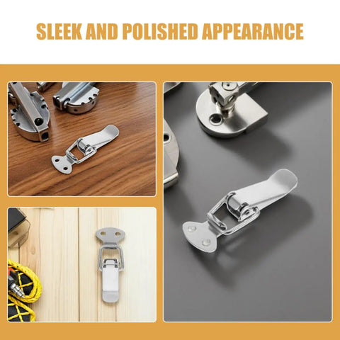 Heavy Duty Stainless Steel Spring Toggle Latches With Quick Release Handle And Sleek Silver Finish For Toolbox Truck Bed Case Outdoor Gear Travel Bag Secure Locking Storage 10 Pack, polished latch views.