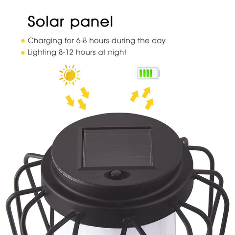 Metal Solar Floor Lamp With Plant Stand Outdoor Waterproof Lantern Lights For Patio Deck Yard Garden Porch 1 Pack Black