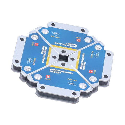 Four Pack Welding Magnetic Holders With 28 Lbs Each Heavy Duty Welder Magnets Set on white background, stacked view.