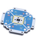 Beefy 28Lb Welding Magnets Set Four Pack with super strong suction hold, showing blue arrow design for steel and iron work.