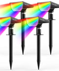 Solar Color Spotlight Lights Outdoor 35 LEDs Multicolor IP67 Waterproof 4 Pack With Auto Cycling Color Mode And Eight Fixed Colors