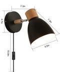 Plug In Swing Arm Wall Sconce Set Of Two Dope Black Bedside Reading Lamps With Cord And On Off Switch Adjustable Arm And Head